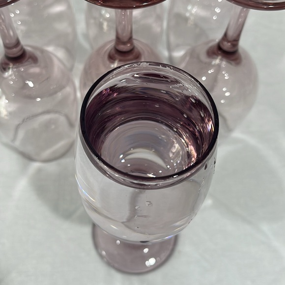 Libbey Premier Mauve pink plum wine water glasses 8 oz vintage 90s set of 7 - Picture 13 of 15